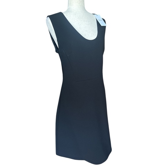 NWT Theory Black Crepe Scoop Flounce Dress Sleeveless Size 12 - Picture 4 of 16